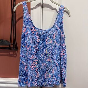 Lilly Pulitzer Kinsey Tank Top Sleeveless Multi Tic Tac Tile Allover - Medium
